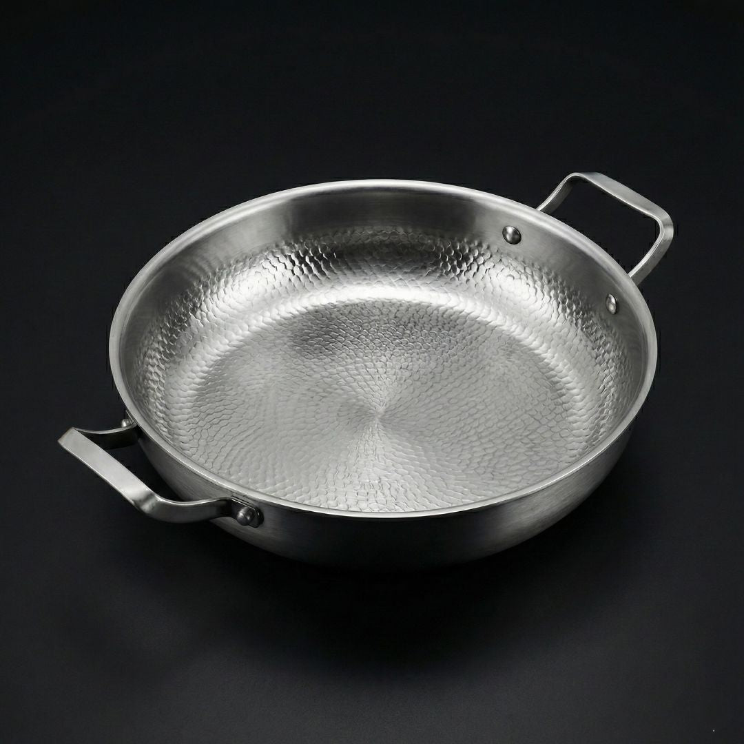 Hand-Hammered Titanium Pan with Two Handles