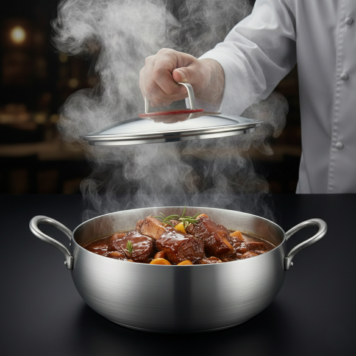 Hand-Hammered Deep Titanium Pot