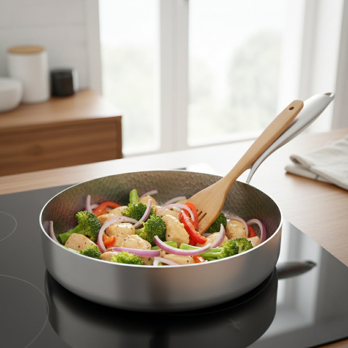 Hand-Hammered High-Wall Titanium Pan