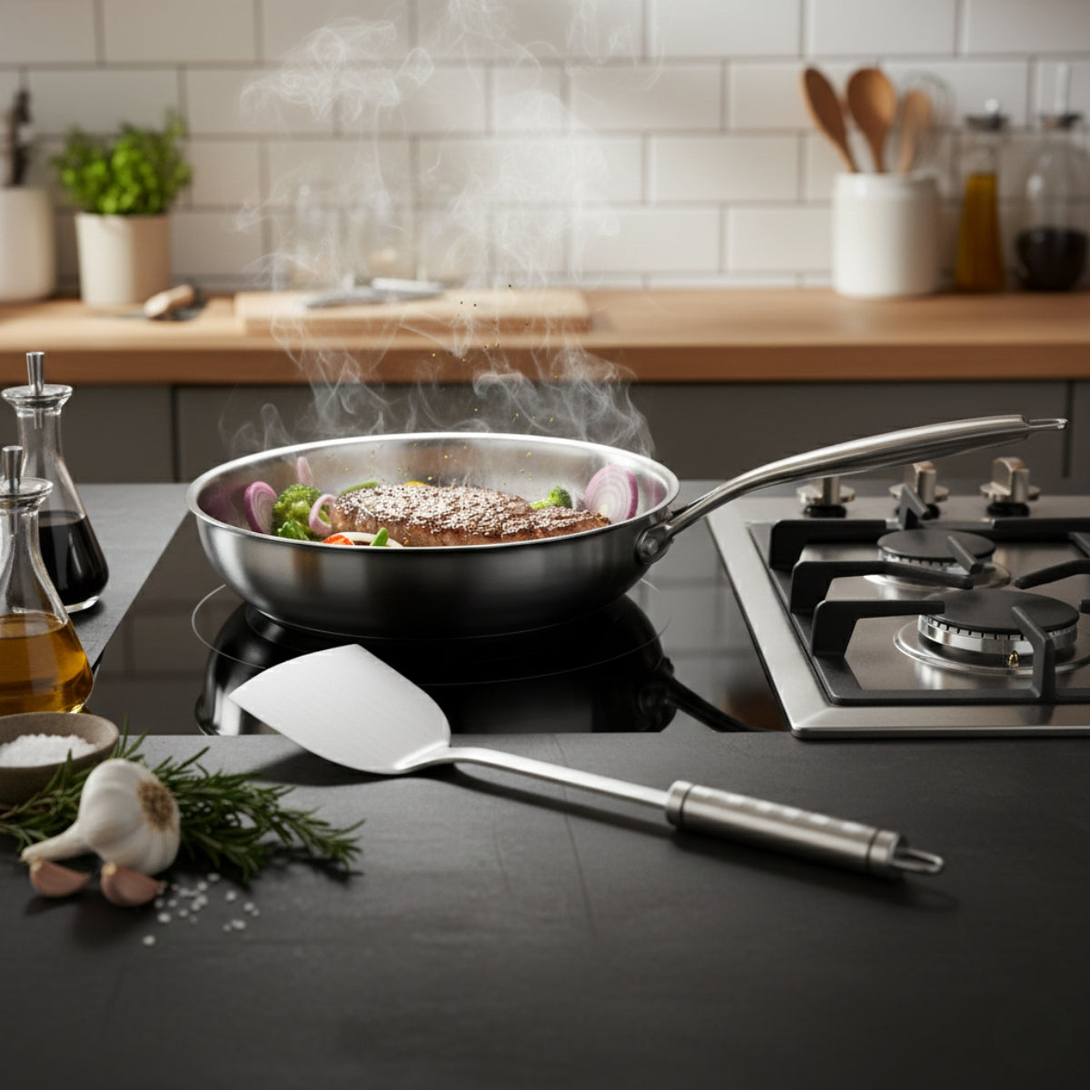 Hand-Hammered Titanium Pan & Utensil Set