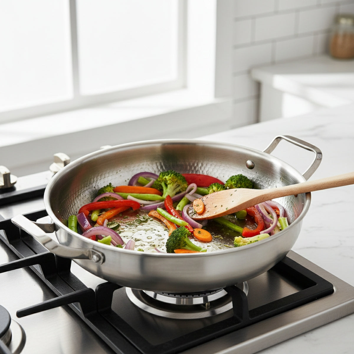 Hand-Hammered Titanium Pan with Two Handles