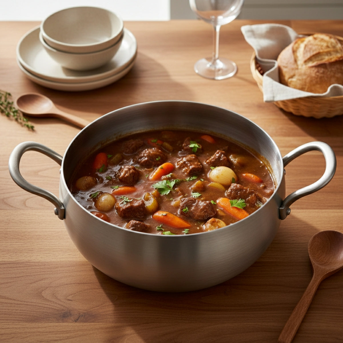 Hand-Hammered Deep Titanium Pot