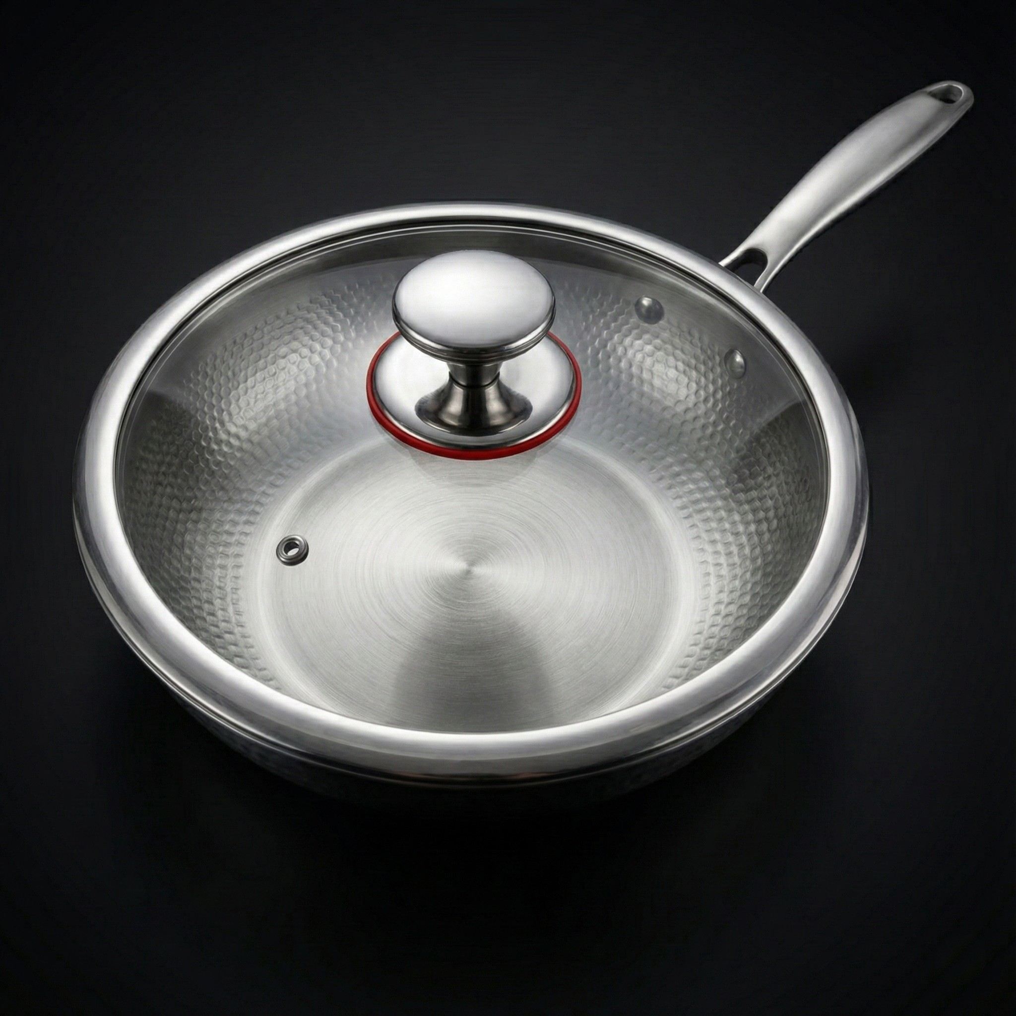 Hand-Hammered Titanium Wok Pan with Flat Base
