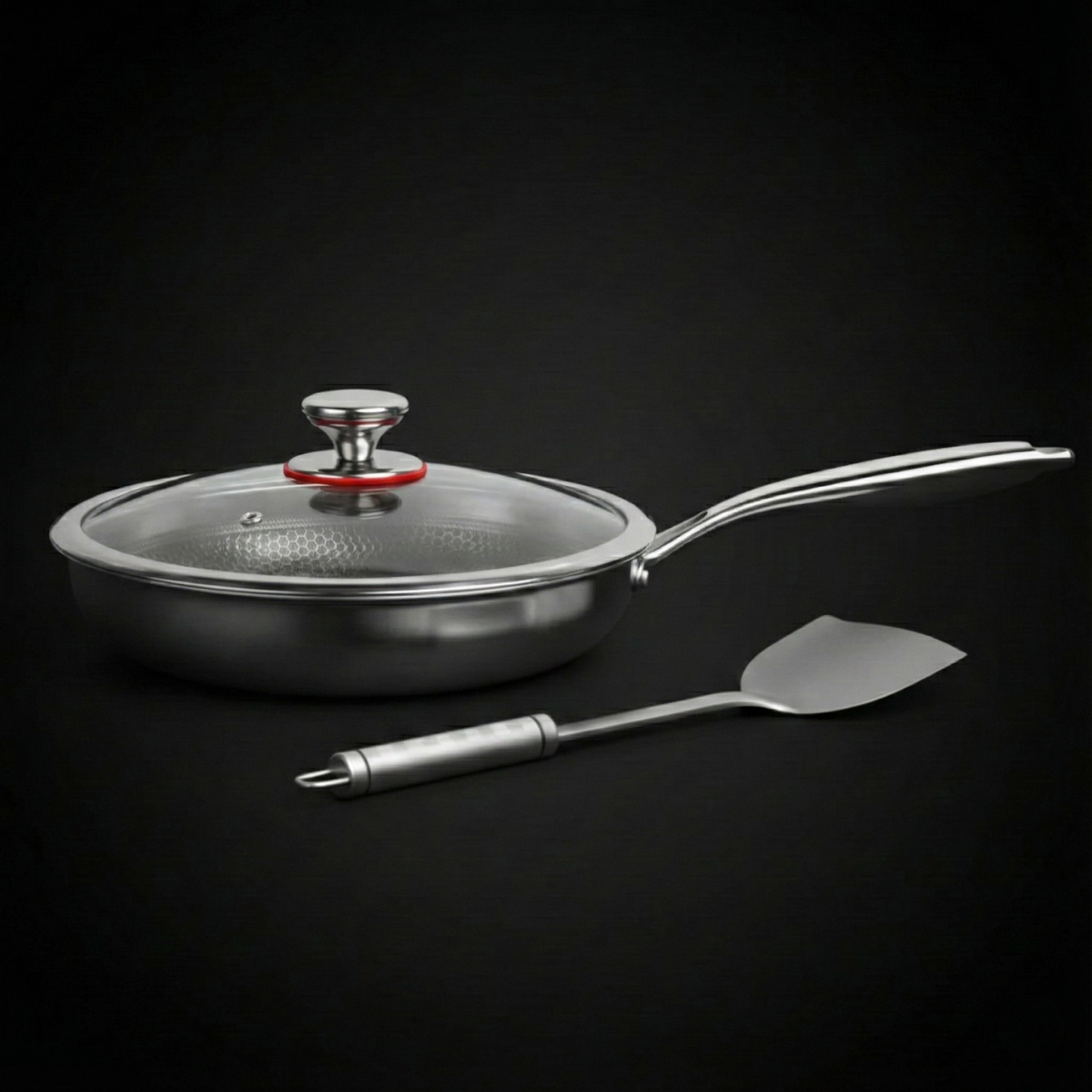 Handgehämmertes Titan-Pfannen- und Küchenutensilien-Set