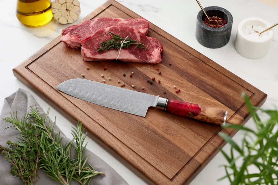 Japanisches Damascus Shinku Santoku-Messer – Präzisionsklinge mit 17,6 cm