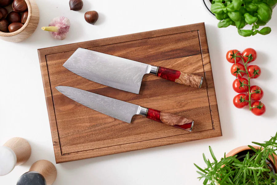 Japanisches Damascus Shinku 2-teiliges Performance-Set – Präzisionsklingen mit 19 cm & 20 cm