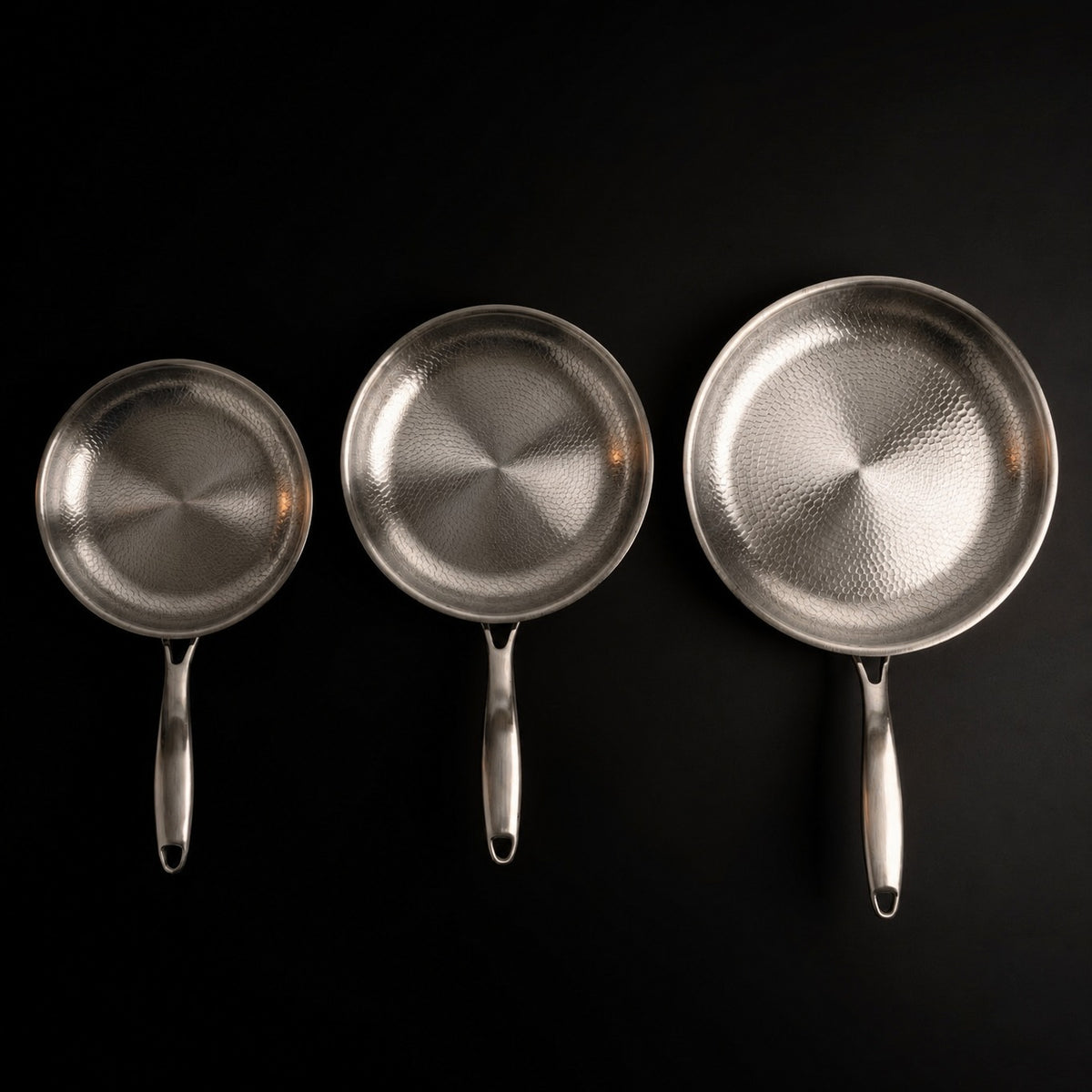 Handgehämmerte Titan-Pfanne – 3-teiliges Set