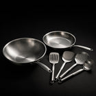 Handgehämmertes Titan-Wok- & Bratpfannen-Set (26 cm) mit Küchenhelfern